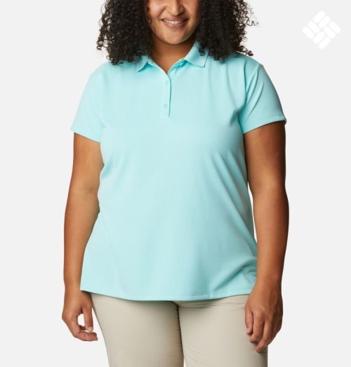 Women's Columbia PFG Innisfree Short Sleeve Polo Shirts Turquoise | Plus Size CA-N5L13